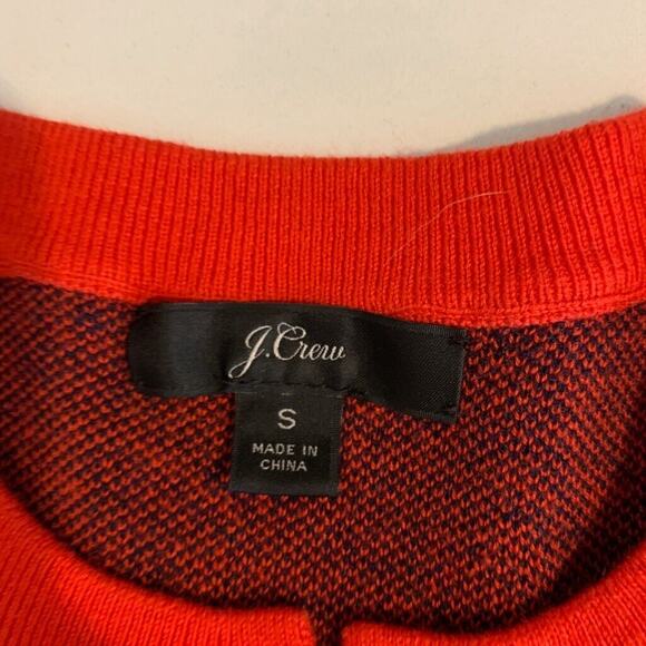 J Crew Cardigan Womens S Small Red Navy Merino Wool Blend Tanti Baci Button Up - Picture 9 of 14